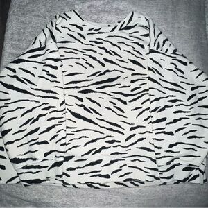 Velvet Black and White Animal Print Sweatshirt